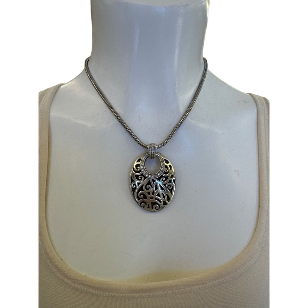 Brighton Silver Circular Pendant Statement Necklace